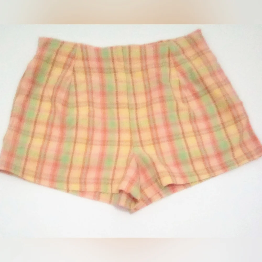 Billabong 100% Cotton Pastel Plaid High Waist Shorts Size M Vacation Summer
